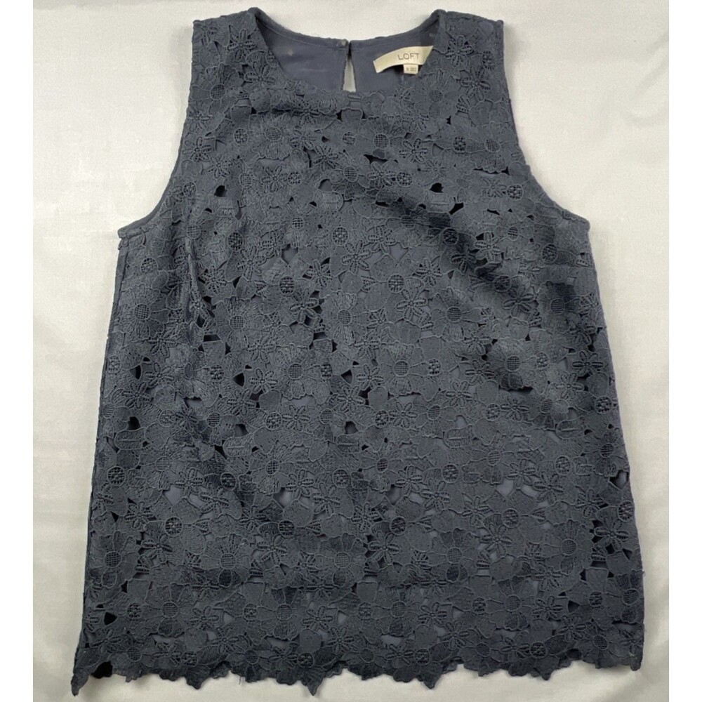 Loft Floral Laced Tank Top Keyhole Cutout Size XS